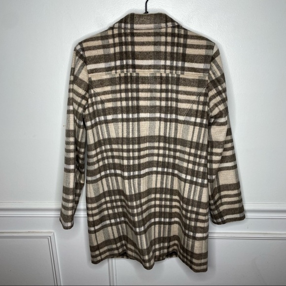 Sundance Brown Plaid Double Breasted Wool Blend Pea Coat Womens M - Picture 4 of 6